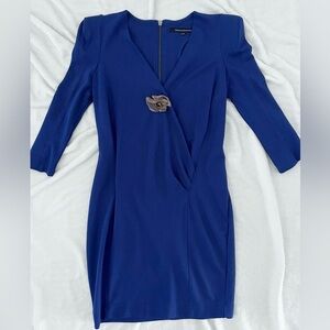 French Connection Royal Blue Long Sleeve Wrap Style Dress Size 8